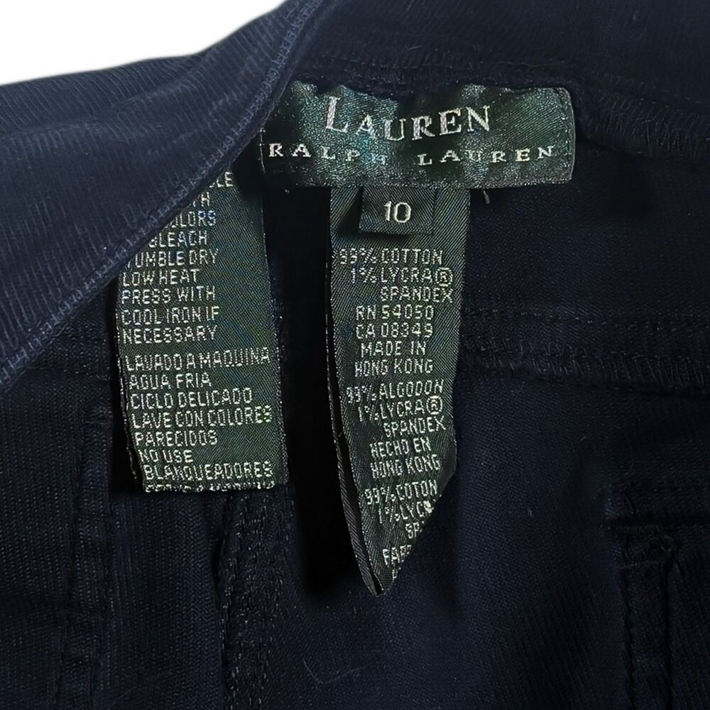 Ralph Lauren Chino Pants Navy Blue Cotton Twill Preppy High Waisted Trousers 10 - Picture 3 of 9